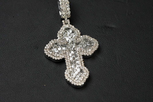 Diamond Baguette Cross White 10K