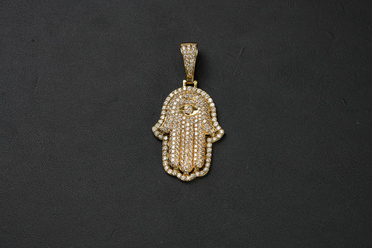 Diamond Hamsa Pendant Yellow 14K