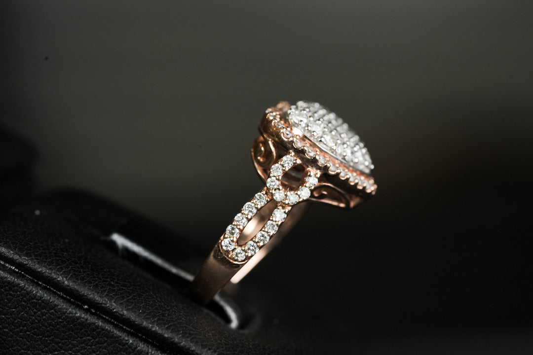 Heart Diamond Ring Infinity Band 10K Rose Gold