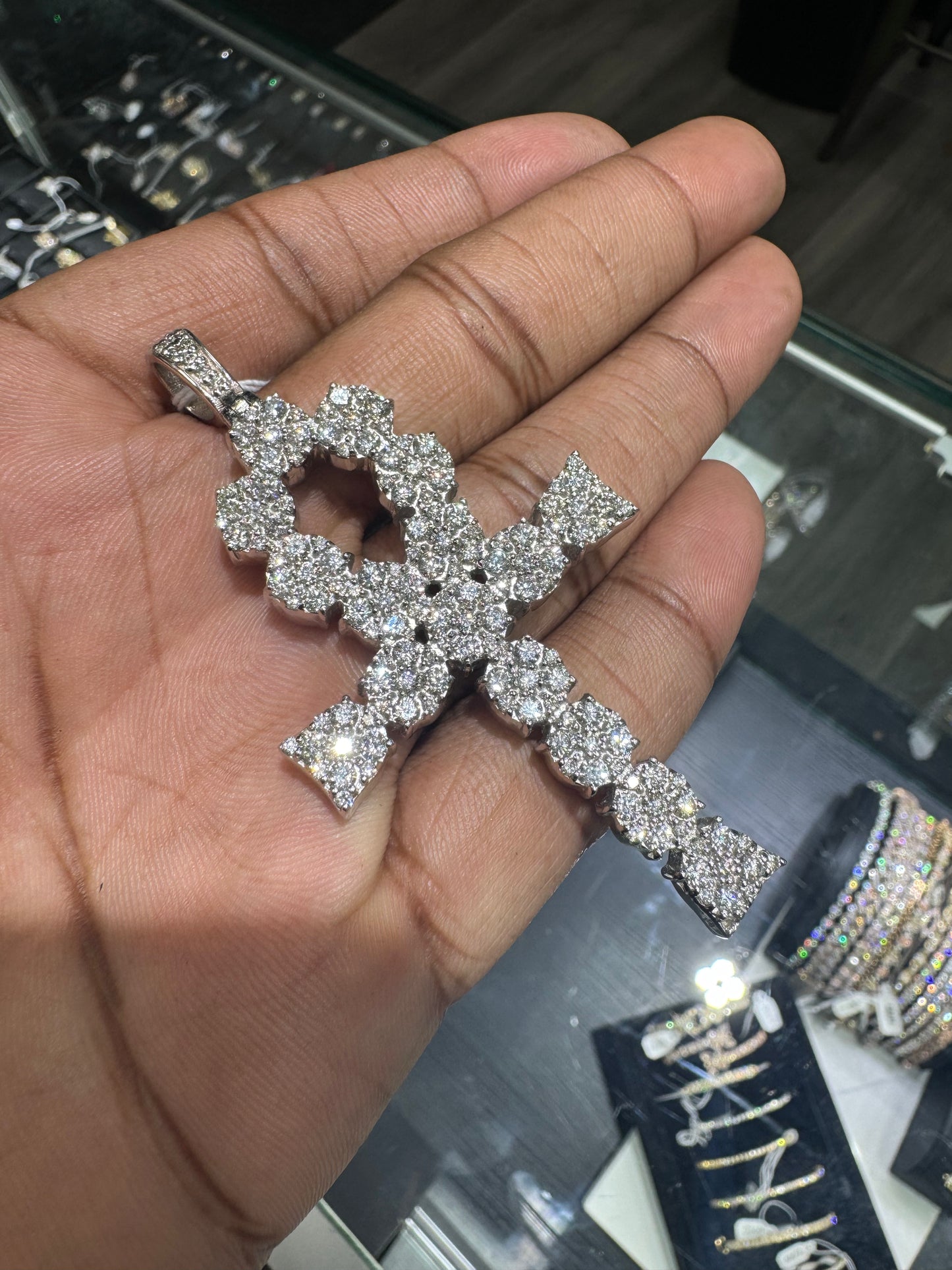 Big Ankh Pendant White Gold