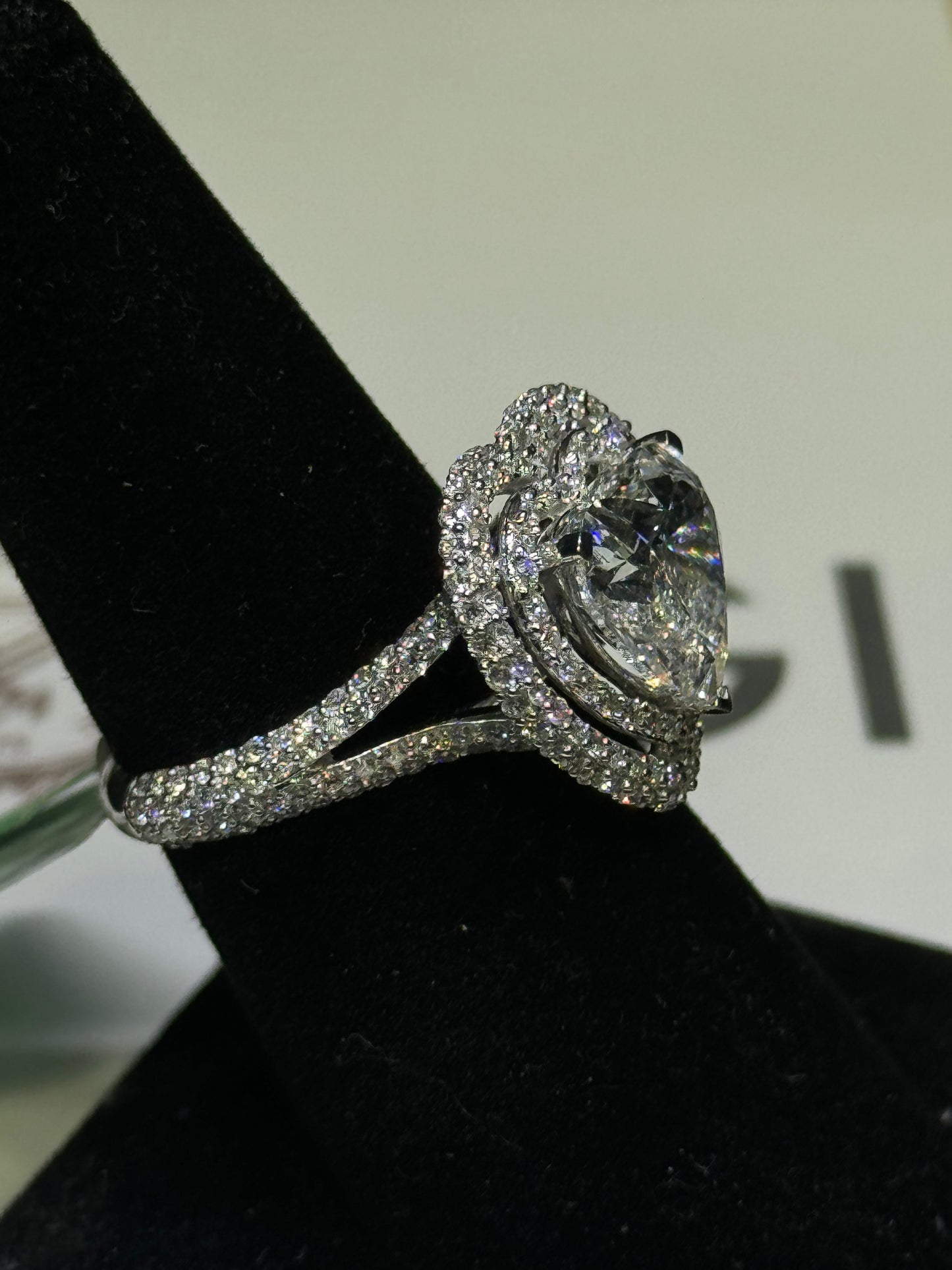 IGI Certified 6 Carat VS F Color Heart Shape Diamond Ring 14K