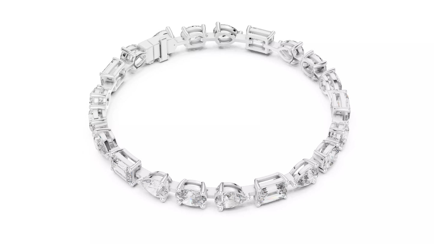 Mixed Shapes Diamond Bracele 14K Gold