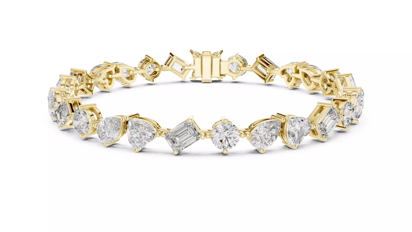 Mixed Shape Diamond Bracelet 14K Gold