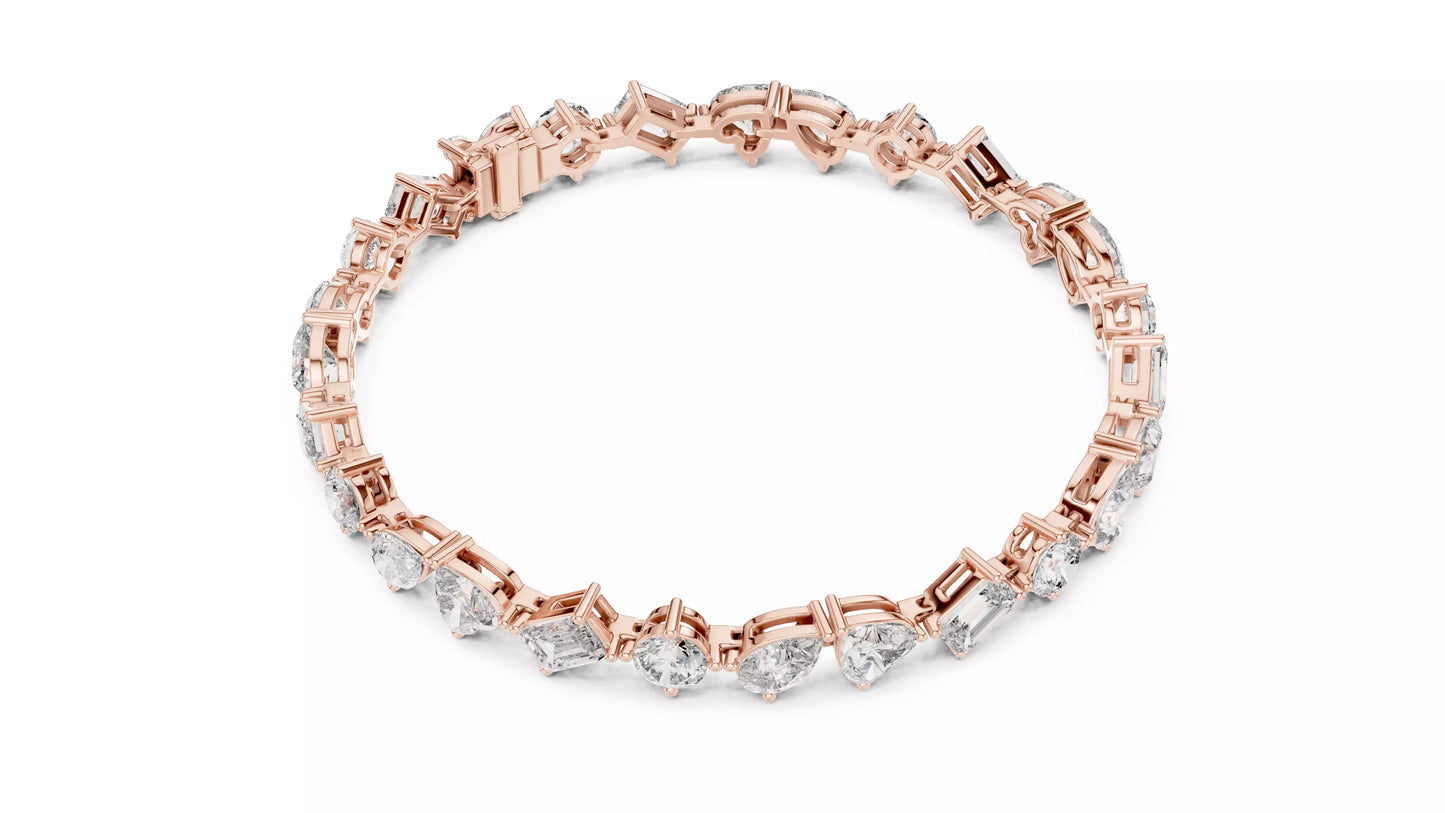 Mixed Shape Diamond Bracelet 14K Gold
